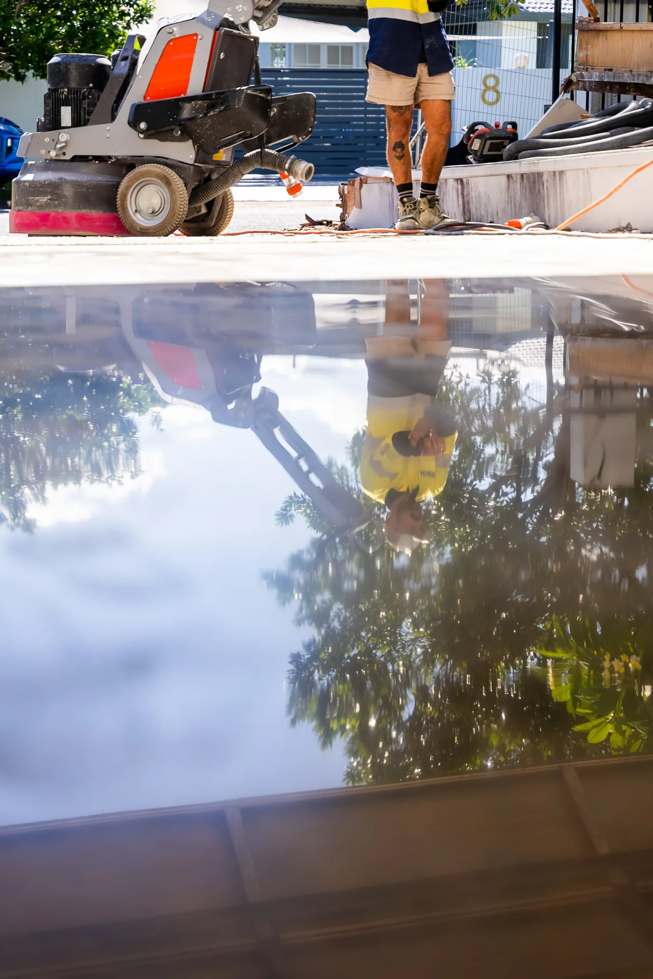 High-gloss polished concrete floor showcasing the finished result after grinding and polishing