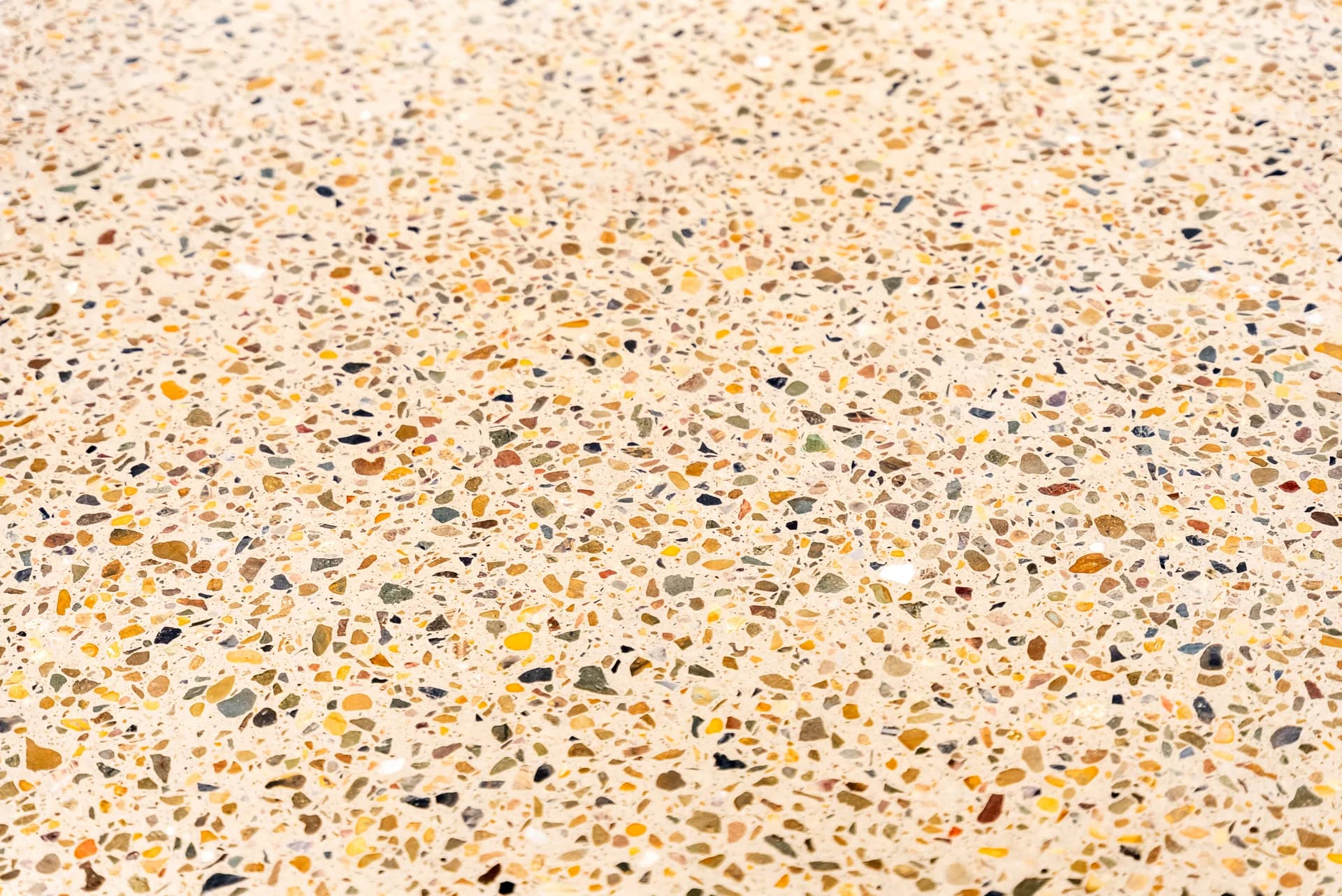 Detail shot of a freshly honed concrete floor showing the quality of the finish