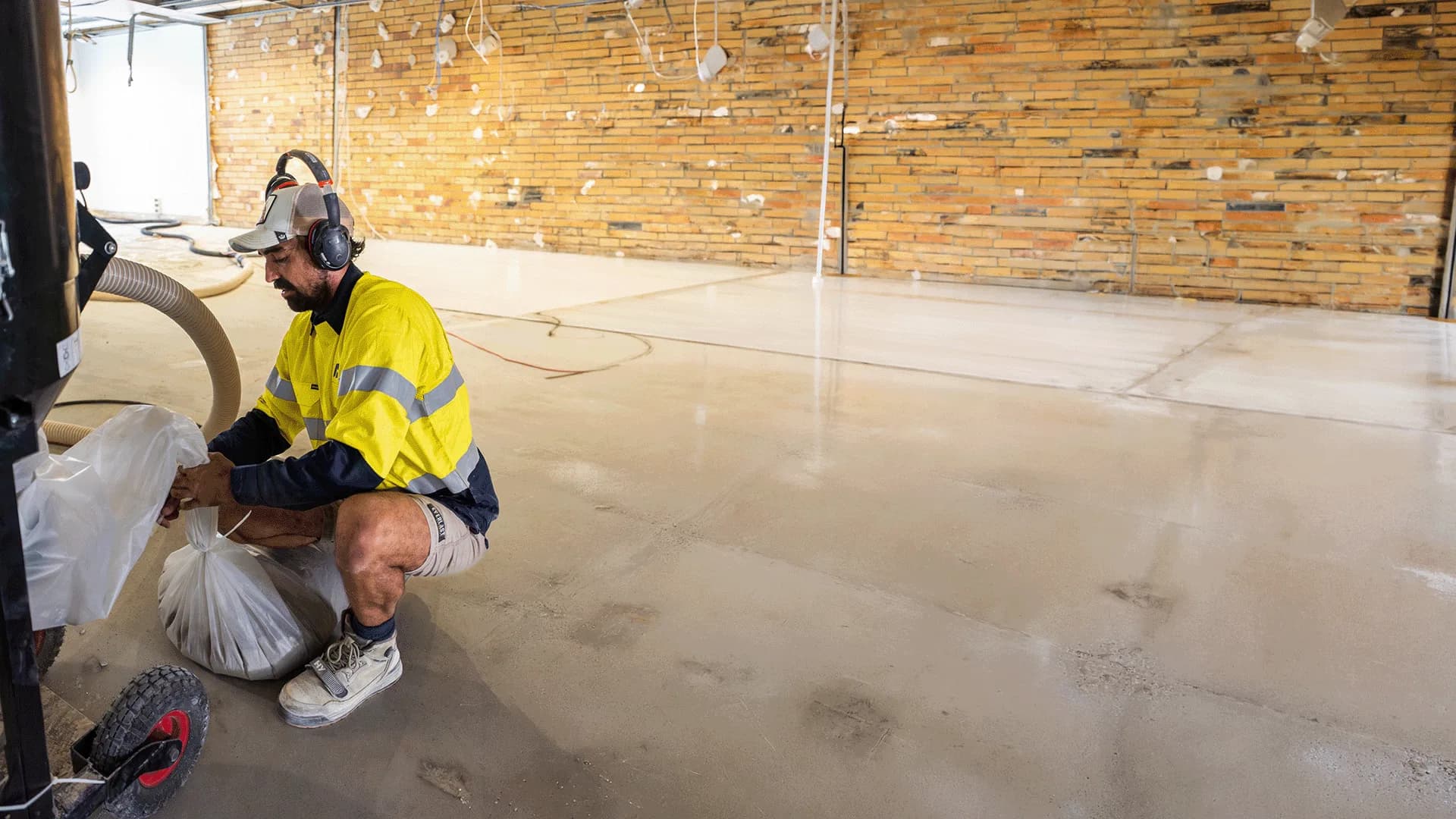Honed concrete floor in a large commercial space at James St Gold Coast